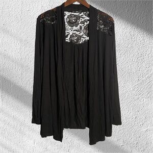 Cable & Gauge Black Crochet Cardigan Sweater Size 1X